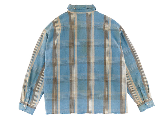 Saint Mxxxxxx Flannel Check Shirt Blue Men's - SS23 - US