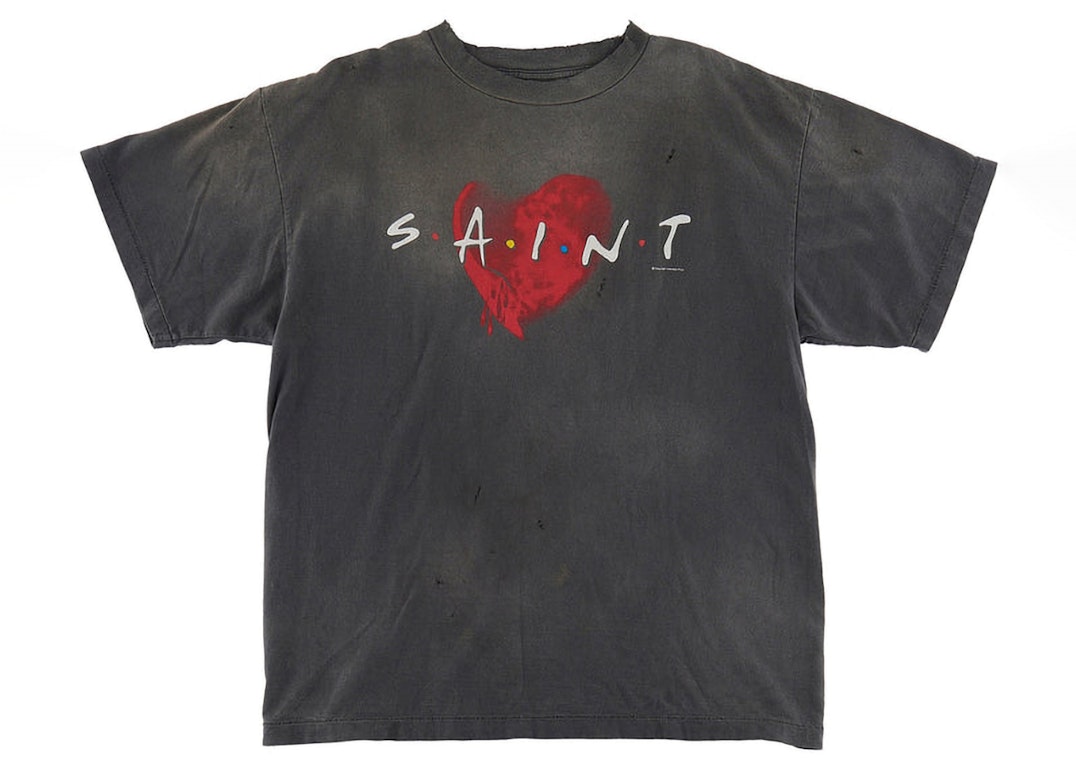 Pre-owned Saint Mxxxxxx Friends Heart T-shirt Vintage Black