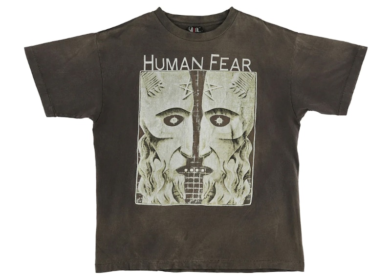 Saint Mxxxxxx Human Fear T-Shirt Vintage Black Men's - FW22 - US