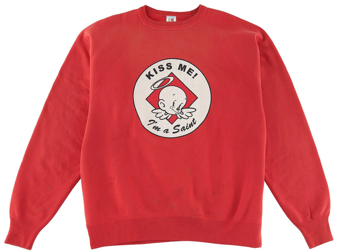 Saint Mxxxxxx Kiss Me Crewneck Sweatshirt Vintage Red Men's - FW22 - US