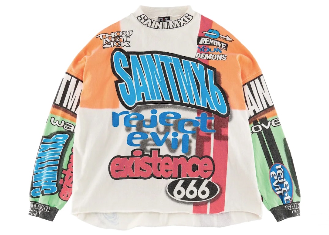 Pre-owned Saint Mxxxxxx Motocloss L/s Tee White Multi