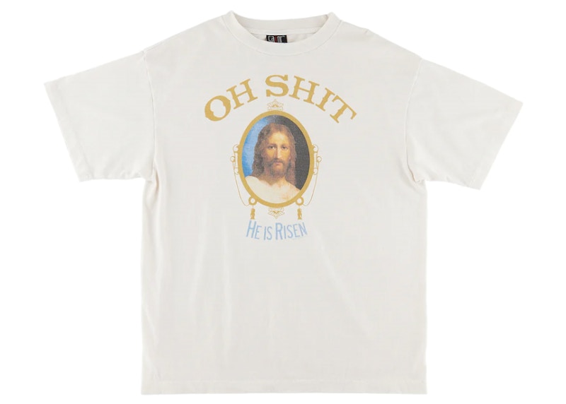 Saint Mxxxxxx Oh Shit T-Shirt Vintage White Men's - FW22 - US