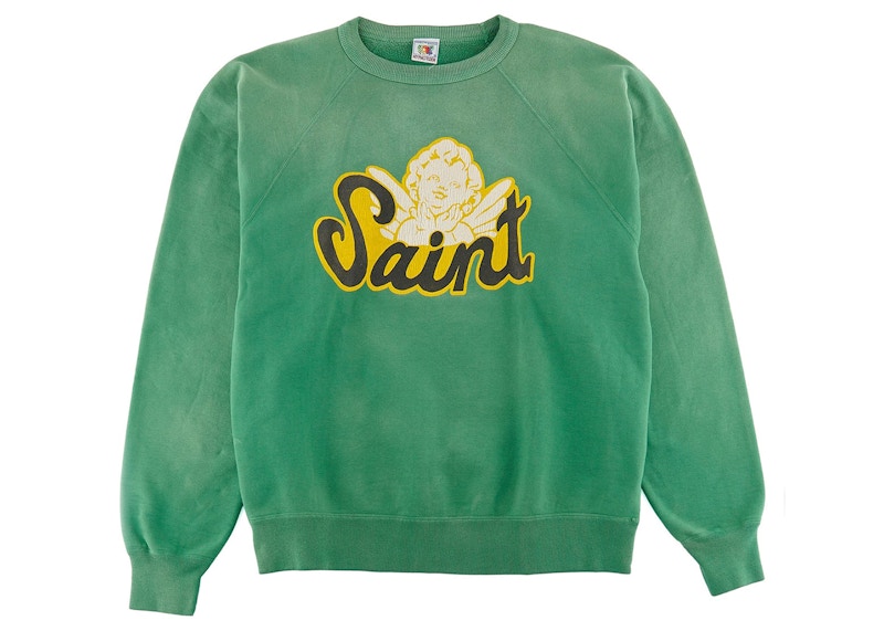 Saint Mxxxxxx Saint Angels Crewneck Sweatshirt Vintage Green Men's