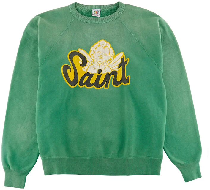 Saint Mxxxxxx Saint Angels Crewneck Sweatshirt Vintage Green Men's - FW22 -  US