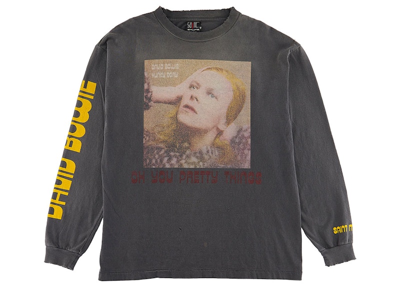 Saint Mxxxxxx x David Bowie Hunky L/S T-Shirt Faded Black Men's