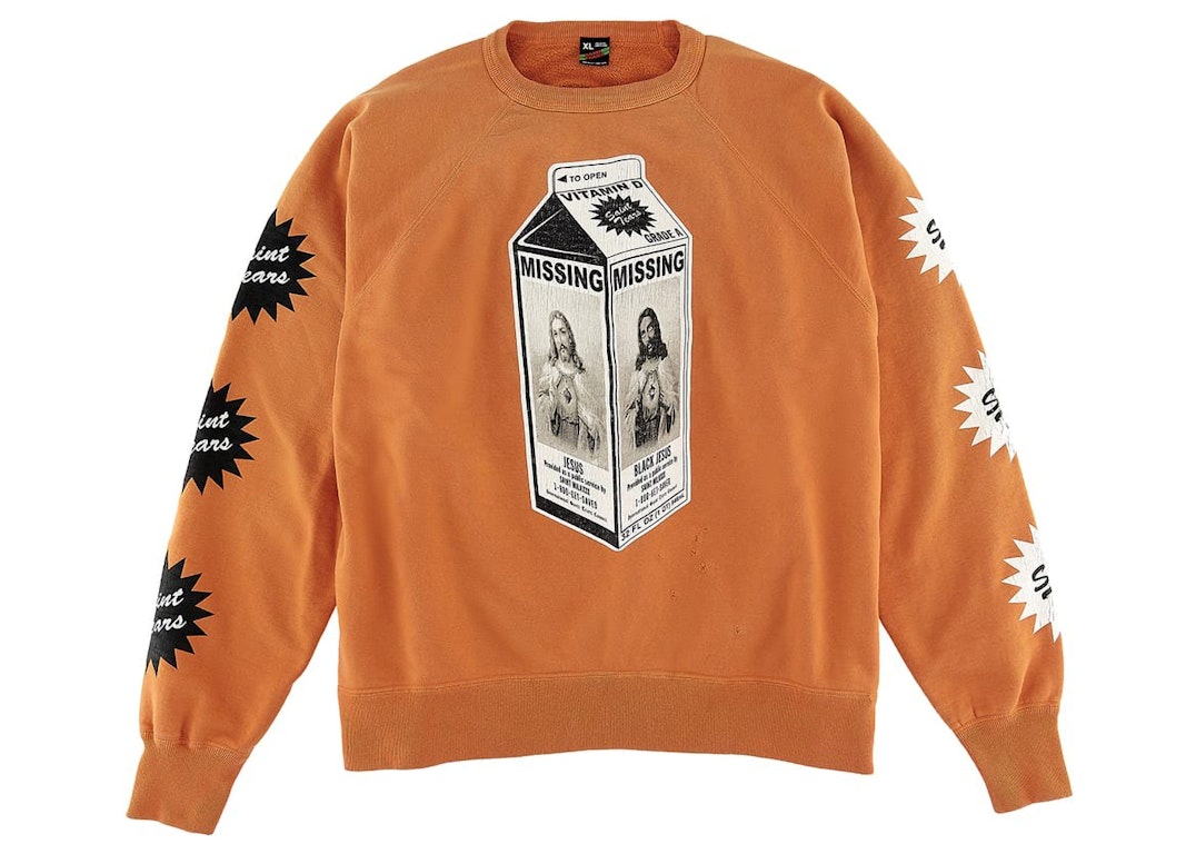 Pre-owned Saint Mxxxxxx X Denim Tears Milk Pack Raglan Sleeve Sweatshirt Vintage Orange