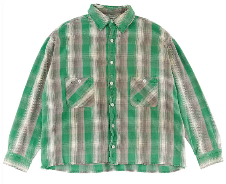 Saint Mxxxxxx x Shermer Academy Flannel Shirt Green Men's - SS23 - US
