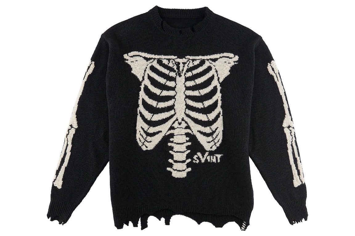 Pre-owned Saint Mxxxxxx X Vlone Bone Knit Sweater Vintage Black