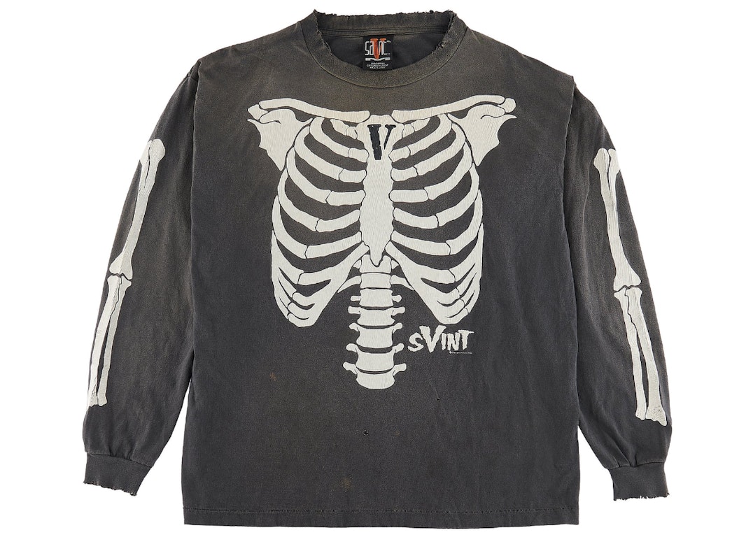 Pre-owned Saint Mxxxxxx X Vlone Bone L/s T-shirt Vintage Black