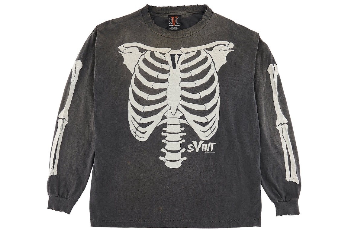 Pre-owned Saint Mxxxxxx X Vlone Bone L/s T-shirt Vintage Black
