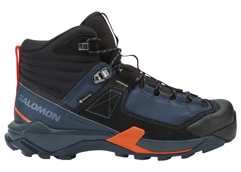 Men's Salomon X Ultra Alpine Mid GoreTex Sneakers in Blue Nights/Black/Red Orange