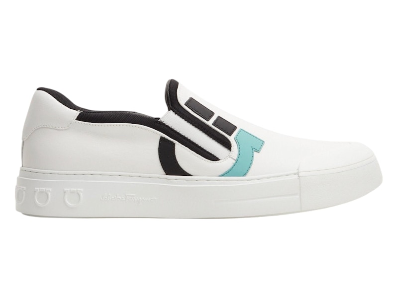 Pre-owned Ferragamo Men's Salvatore Marine Slip On Sneaker Sneakers In White/black/blue In Multi