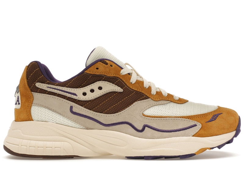 Pre-owned Saucony Men's 3d Grid Hurricane Claima Claim A Seat Nola Sneakers In Purple/tan