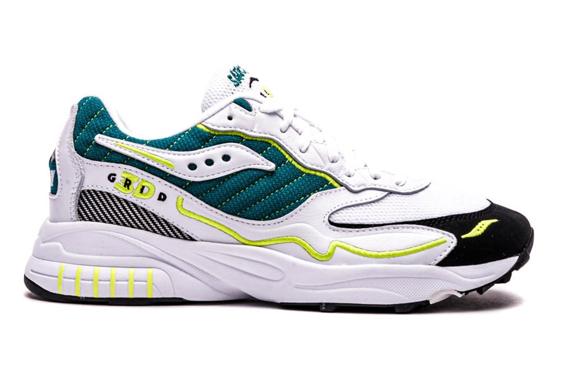 Click to view more detailed imagery on our partner's website Pre-owned Saucony 3d Grid Hurricane White Green Lime In White/green
