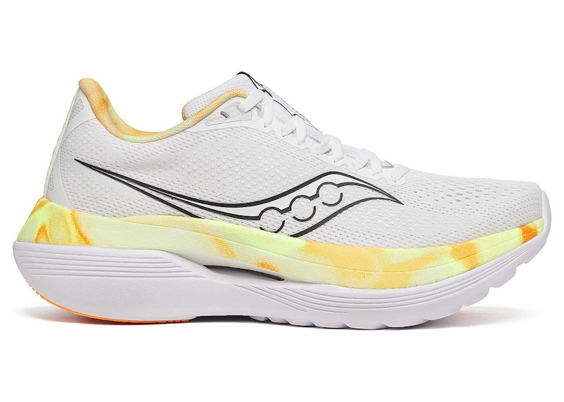 Pre-owned Saucony Men's Endorphin Trainer Yellow Orange Sneakers In White/black In Multi