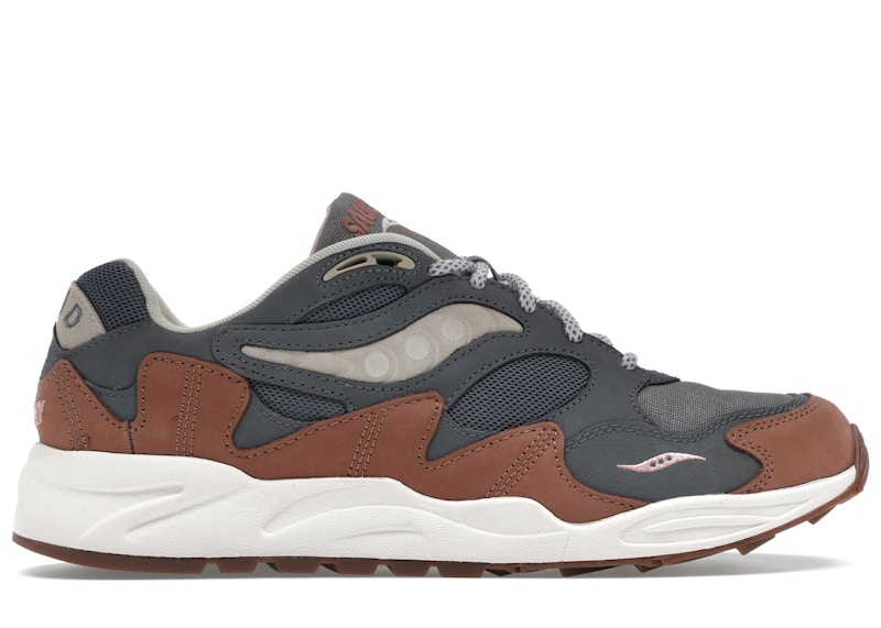 Pre-owned Saucony Men's Grid Shadow 2 Secure Pack Sneakers In Grey/brown
