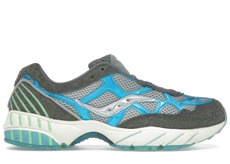 Pre-owned Saucony Men's  Grid Web Fresh Rags Manatee Sneakers In Black/grey/blue In Multi