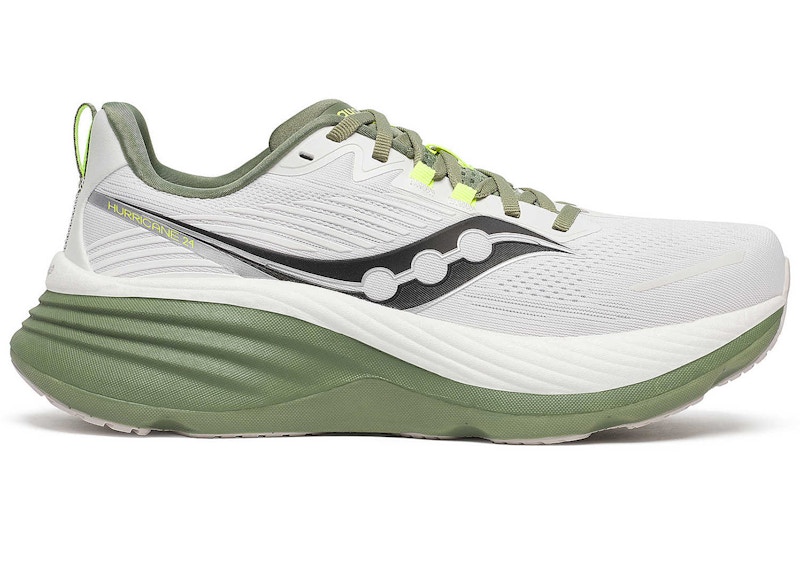 Men's Saucony Hurricane 24 White|Olivine, Size 7M  - S20933-136