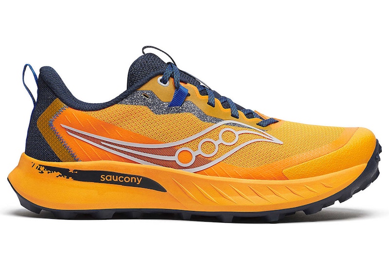 Pre-owned Saucony Men's Peregrine 15 Sneakers In Peel/navy Blue