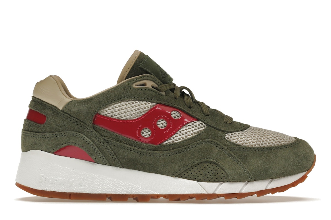 Click to view more detailed imagery on our partner's website Pre-owned Saucony Shadow 6000 Up There Doors To The World In Olive/natural/vibrant Pink