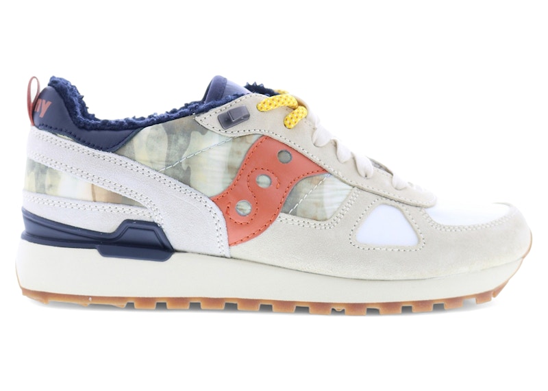 Pre-owned Saucony Men's  Shadow Original Retro Mountain Sneakers In White/navy Blue/red