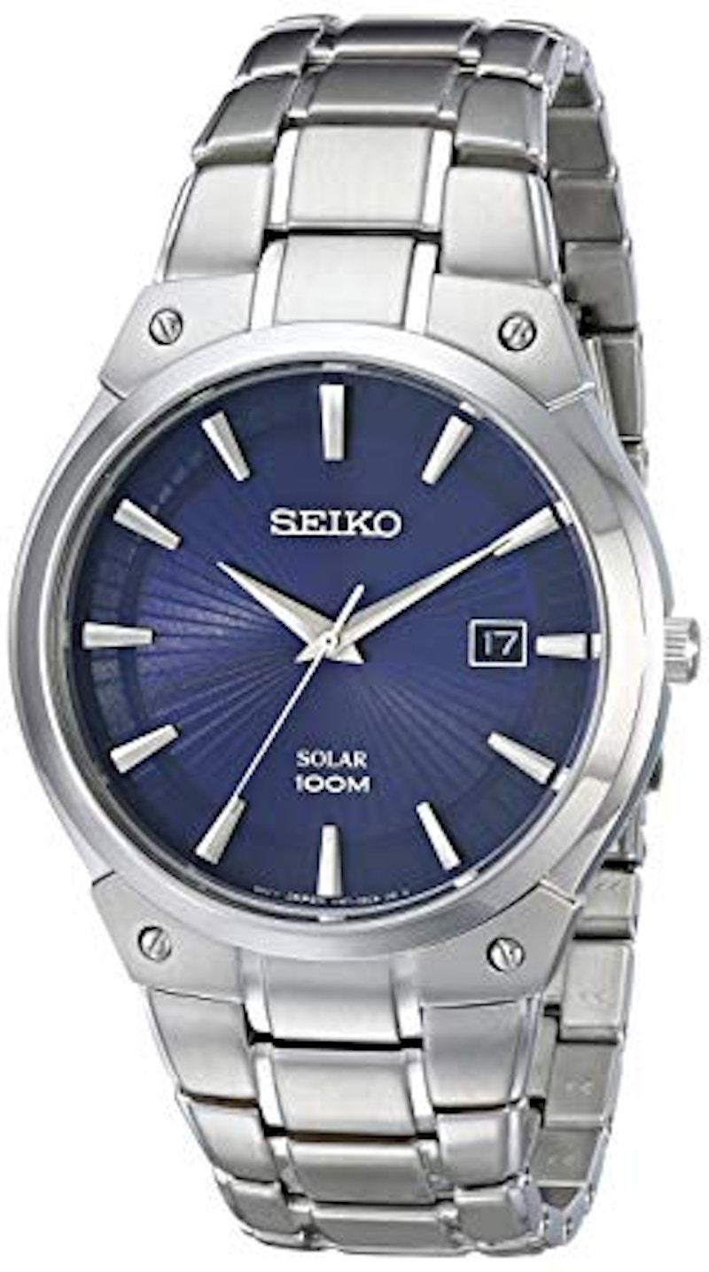 Seiko men's silvertone hot sale stainless steel solar watch