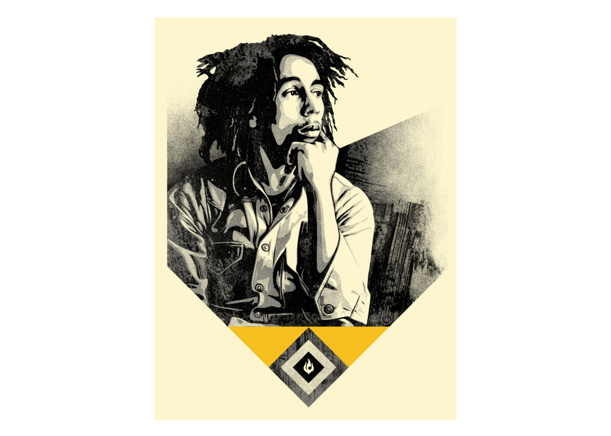 Shepard Fairey Bob Marley Catch A Fire Print Gold (Signed