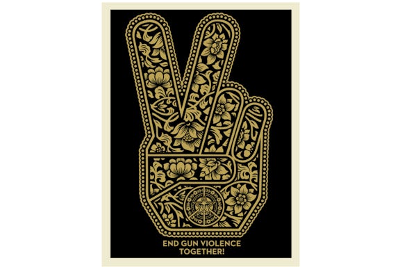 Shepard Fairey End Gun Violence Together Peace Finger Print (Signed, Edition of 550)