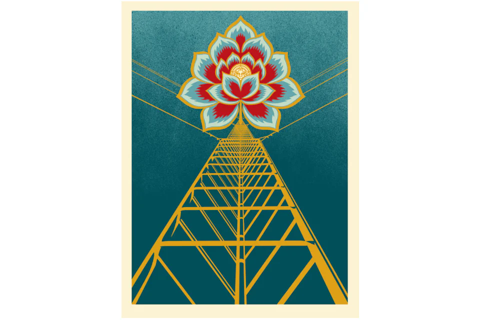 Shepard Fairey Flower Power Print Blue (Signed, Edition of 375)