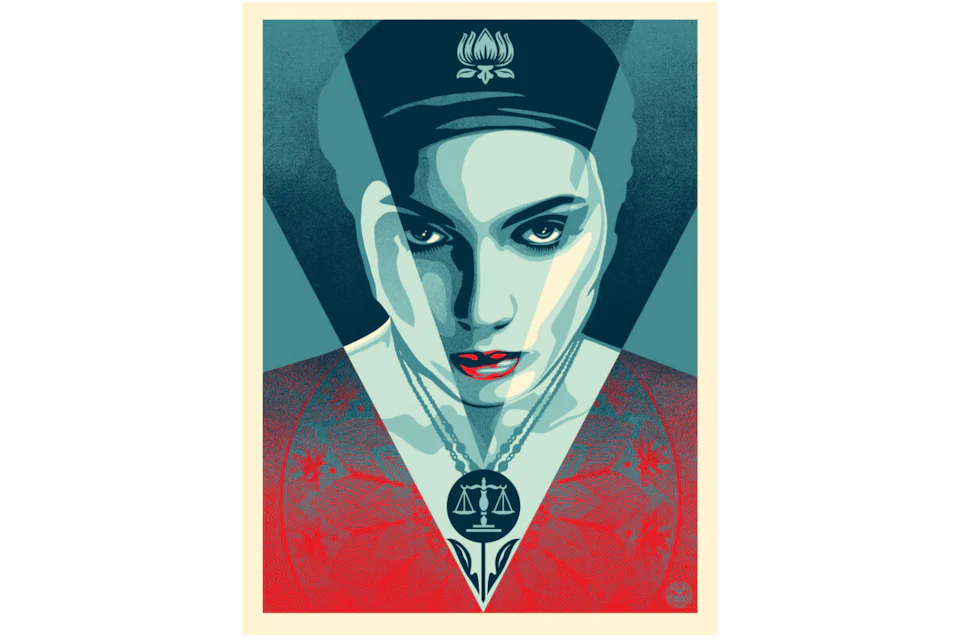 Shepard Fairey Justice Woman Print Blue (Signed, Edition of 550)