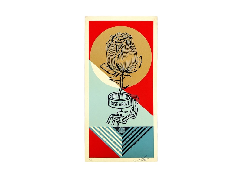 Shepard Fairey Obey popular RISE ABOVE ROSE GEOMETRIC Signed Print LE 550 - IN HAND