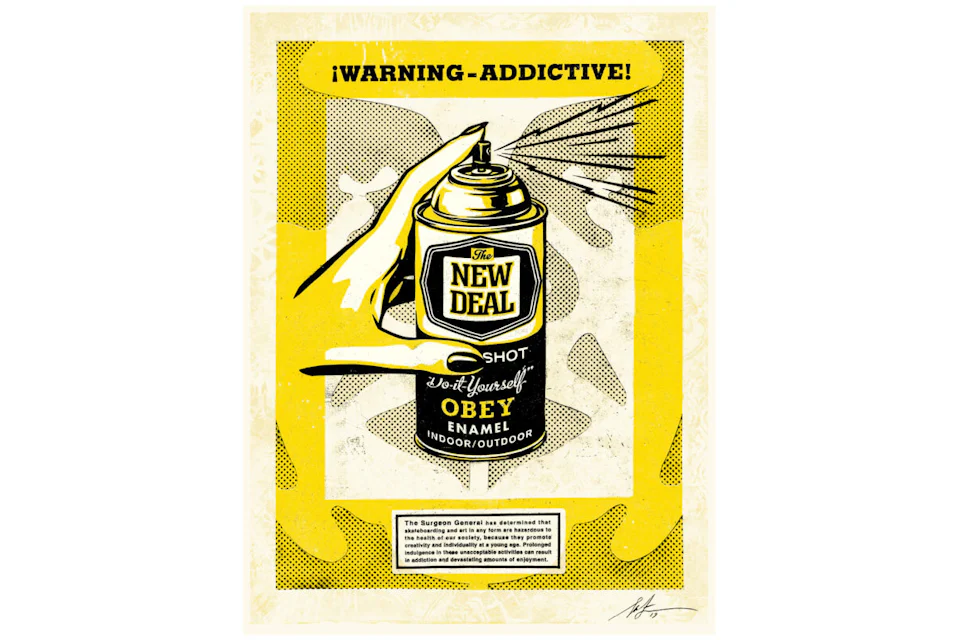 Shepard Fairey Warning Addictive Art Print (Signed, Edition of 250)