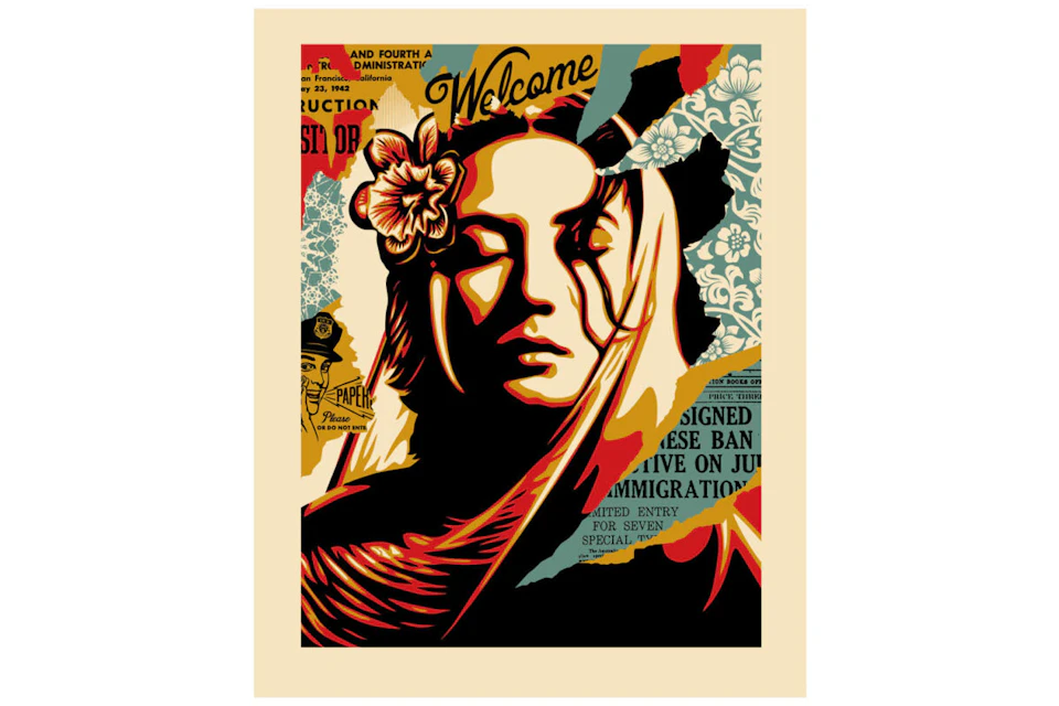 Shepard Fairey Welcome Vistiors Letterpress Print (Signed, Edition of 380)