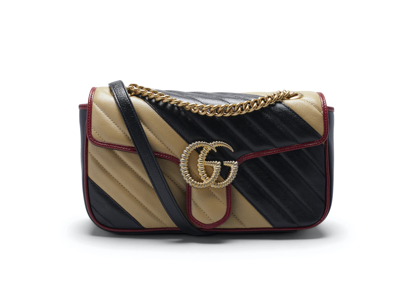 Gucci GG Marmont Small Diagonal Matelasse Bag Original GG Canvas  Beige/Ebony in Canvas/Leather with Shiny Gold-tone - US