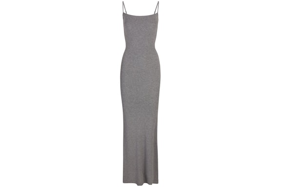 SKIMS Soft Lounge Vestido Lencero Largo Gris jaspeado