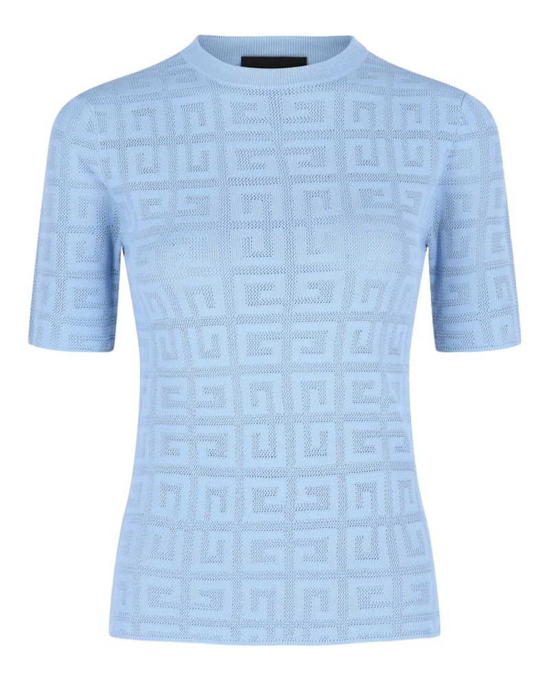 Givenchy 4G Monogram Short Sleeve Sweater Light Blue