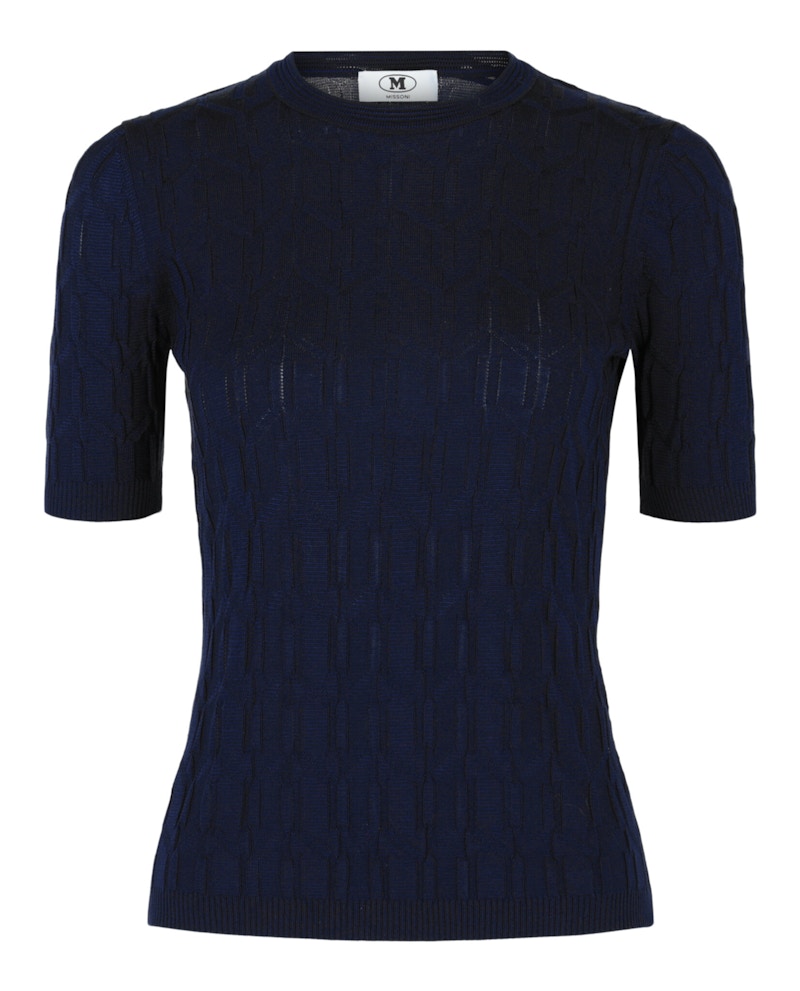 M Missoni Cable Knit Pattern Sweater Navy