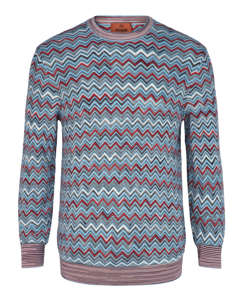 M Missoni Zig Zag Pattern Pullover Sweater Light Blue Multi