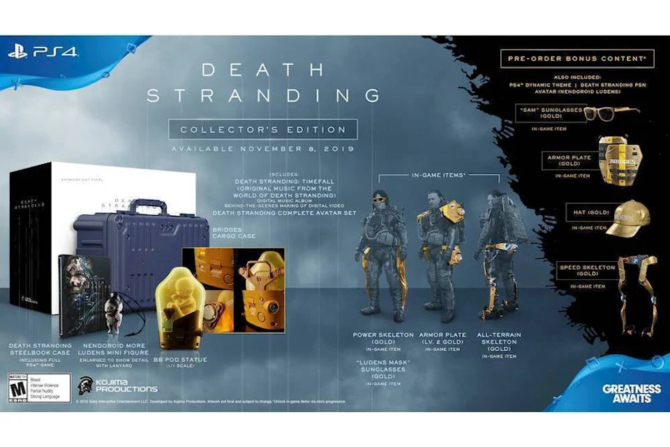 Sony PS4 Death Stranding Collecto'rs Edition Video Game Bundle