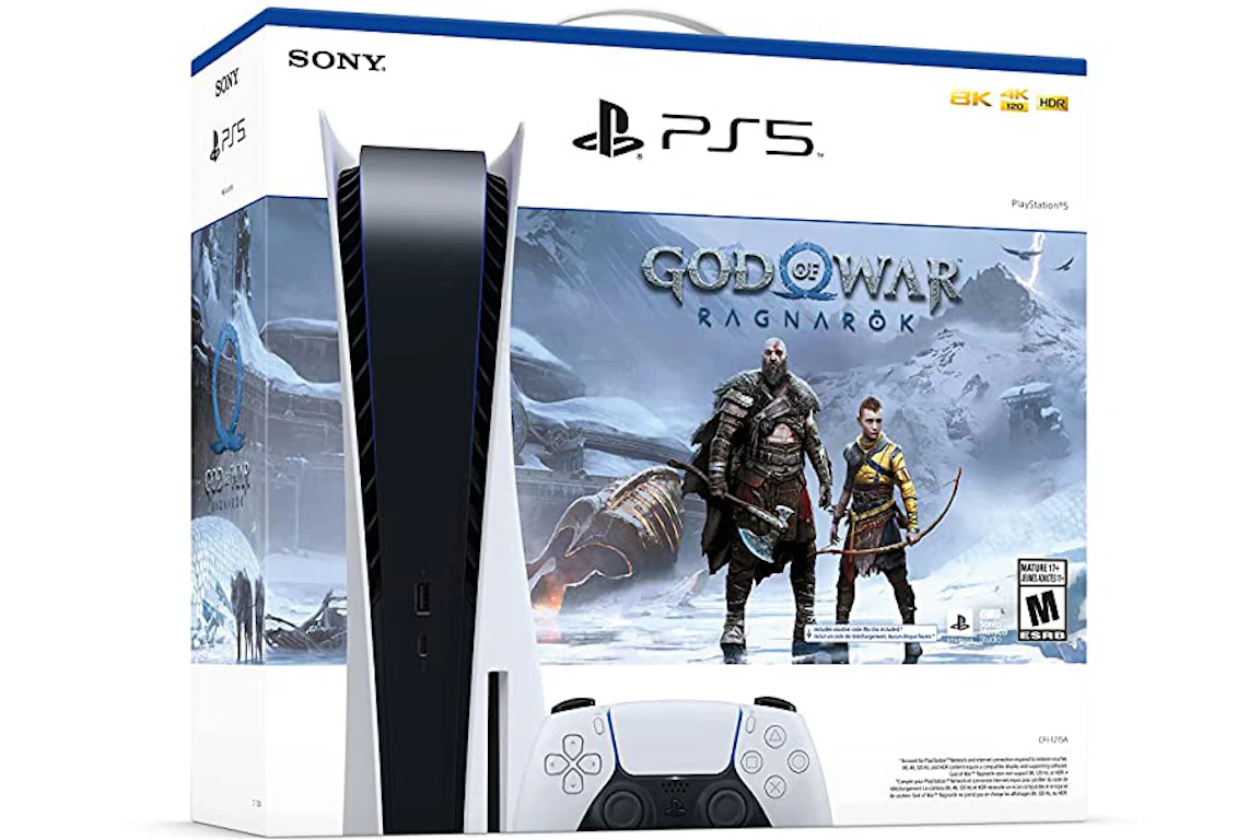 Sony PlayStation 5 PS5 Blu-ray Edition God of War Ragnarök (US Plug) Console Bundle White