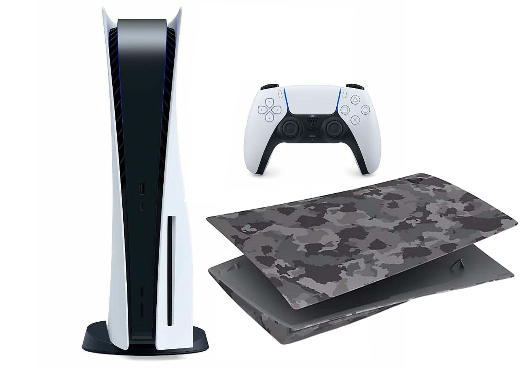 Sony Playstation 5 PS5 Disc Console with PS5 Console Cover (US Plug)  1000032115/1000031418 Camo Grey