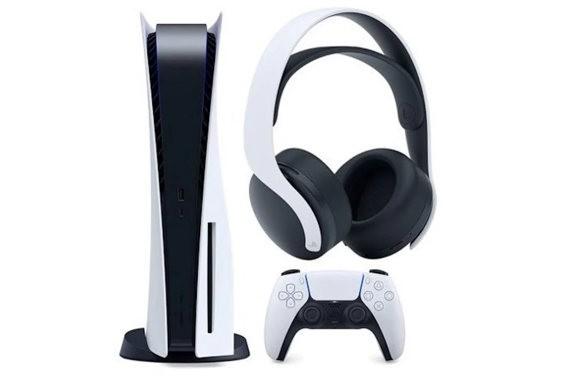 Sony Playstation 5 PS5 Disc Console with PULSE 3D Wireless Gaming Headset 3005718-3005688/3006634 White