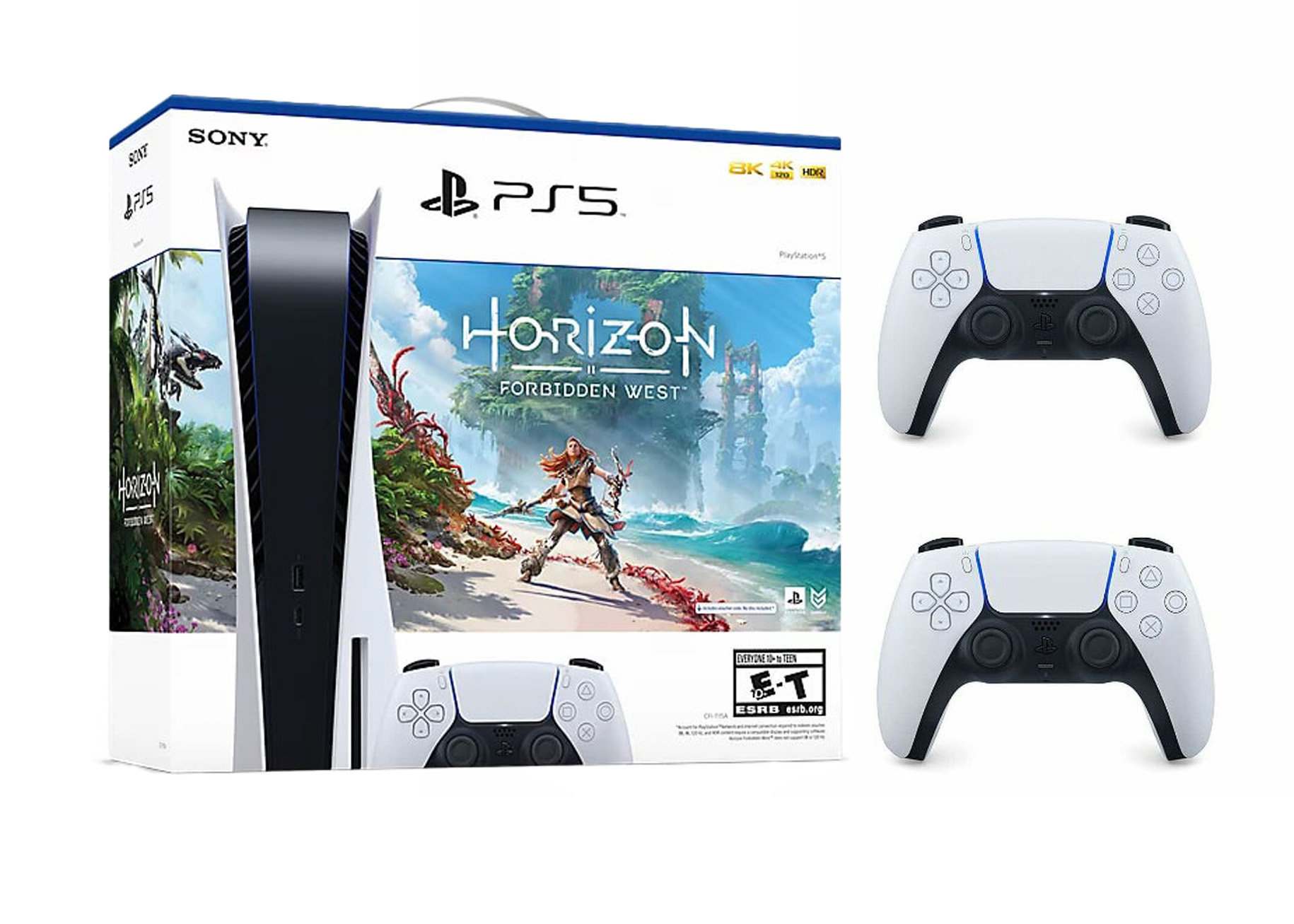 Sony Playstation 5 PS5 Horizon Forbidden West Blu-Ray Console with Extra  DualSense Wireless Controller Bundle (US Plug)  1000032115/1000032000-3005715