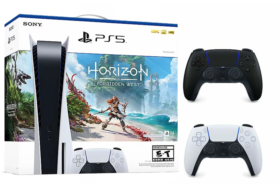 Sony Playstation 5 PS5 Horizon Forbidden West Blu-Ray Console with Extra DualSense Wireless Controller Bundle (US Plug) 1000032115/1000032000-3006392 Midnight Black
