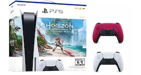 Sony Playstation 5 PS5 Horizon Forbidden West Blu-Ray Console with Extra DualSense Wireless Controller Bundle 1000032115/1000032000-3006393 Cosmic Red