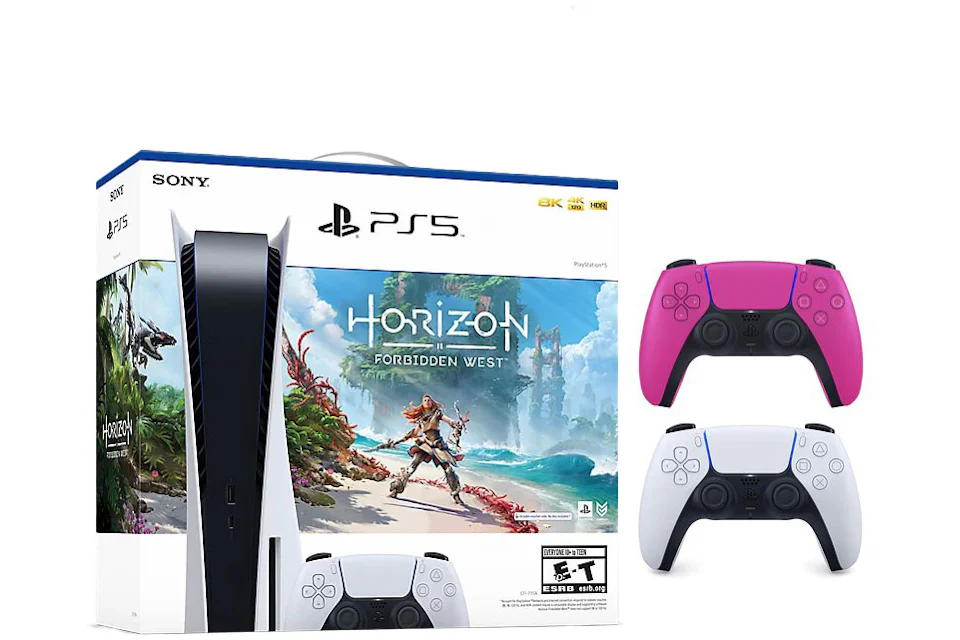 Sony Playstation 5 PS5 Horizon Forbidden West Blu-Ray Console with Extra DualSense Wireless Controller Bundle (US Plug) 1000032115/1000032000-3006395 Nova Pink