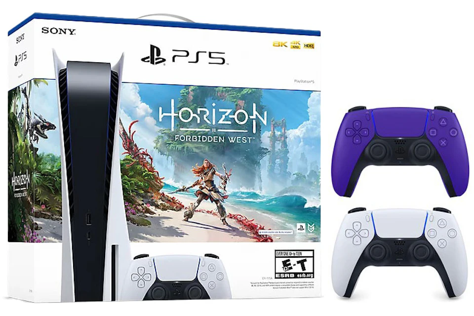 Sony Playstation 5 PS5 Horizon Forbidden West Blu-Ray Console with Extra DualSense Wireless Controller Bundle (US Plug) 1000032115/1000032000-3006396 Glactic Purple
