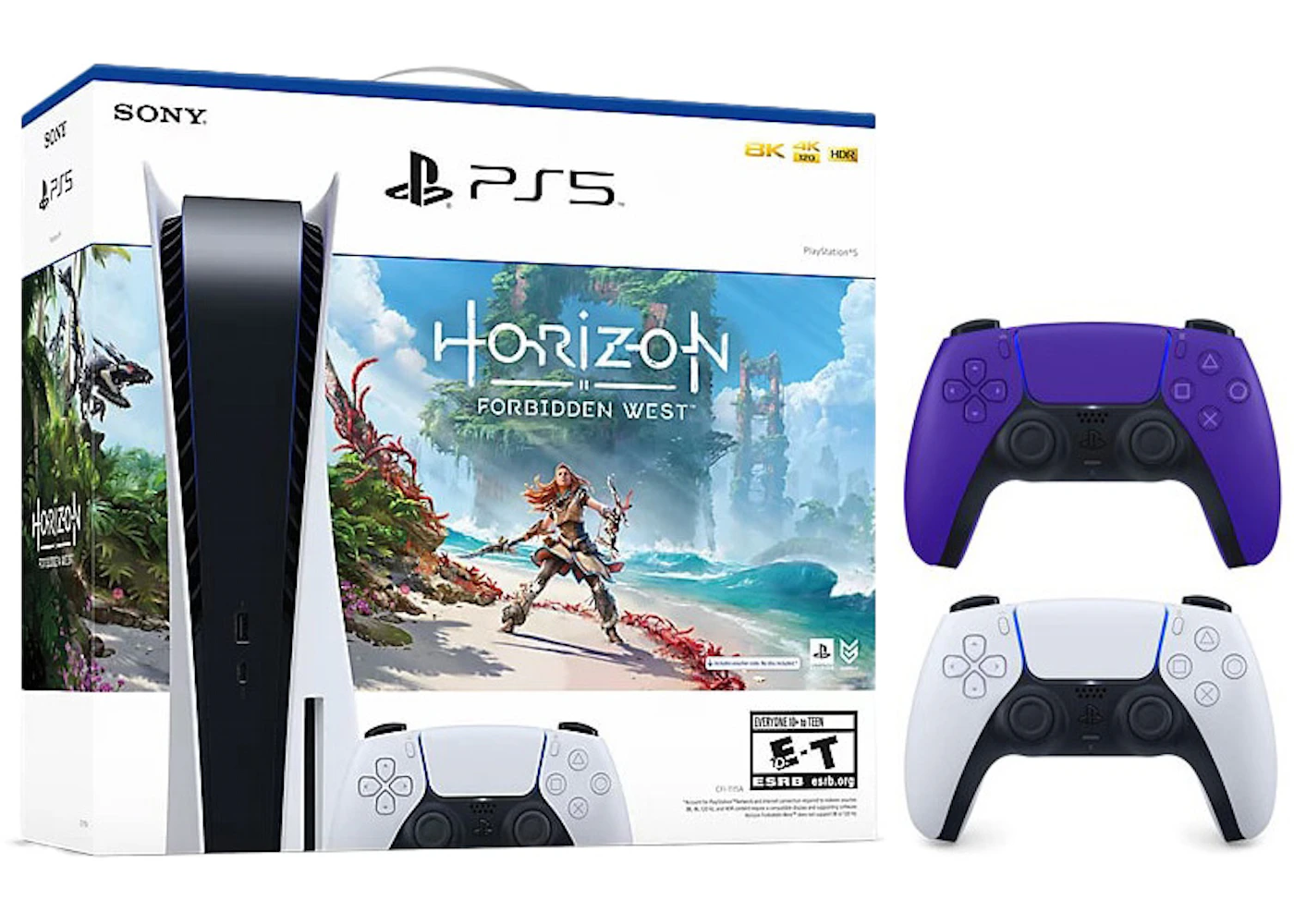 Sony Playstation 5 PS5 Horizon Forbidden West Blu-Ray Console with Extra  DualSense Wireless Controller Bundle (US Plug)  1000032115/1000032000-3006396 Glactic Purple - US