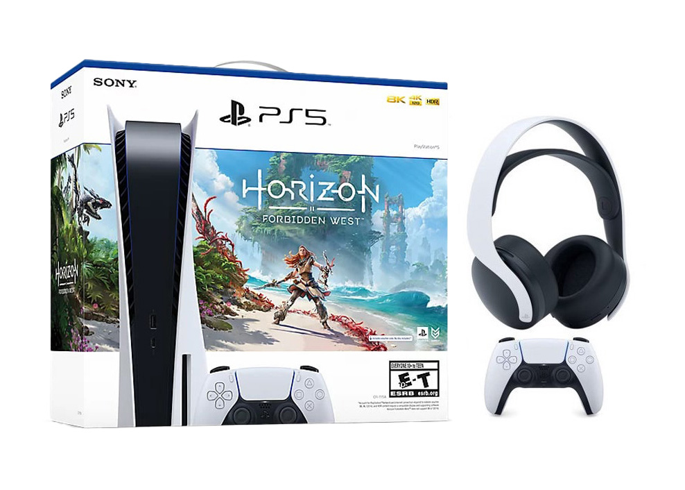 Sony Playstation 5 PS5 Horizon Forbidden West Blu-Ray Console with PULSE 3D  Wireless Gaming Headset 1000032115/1000032000-3005688 White