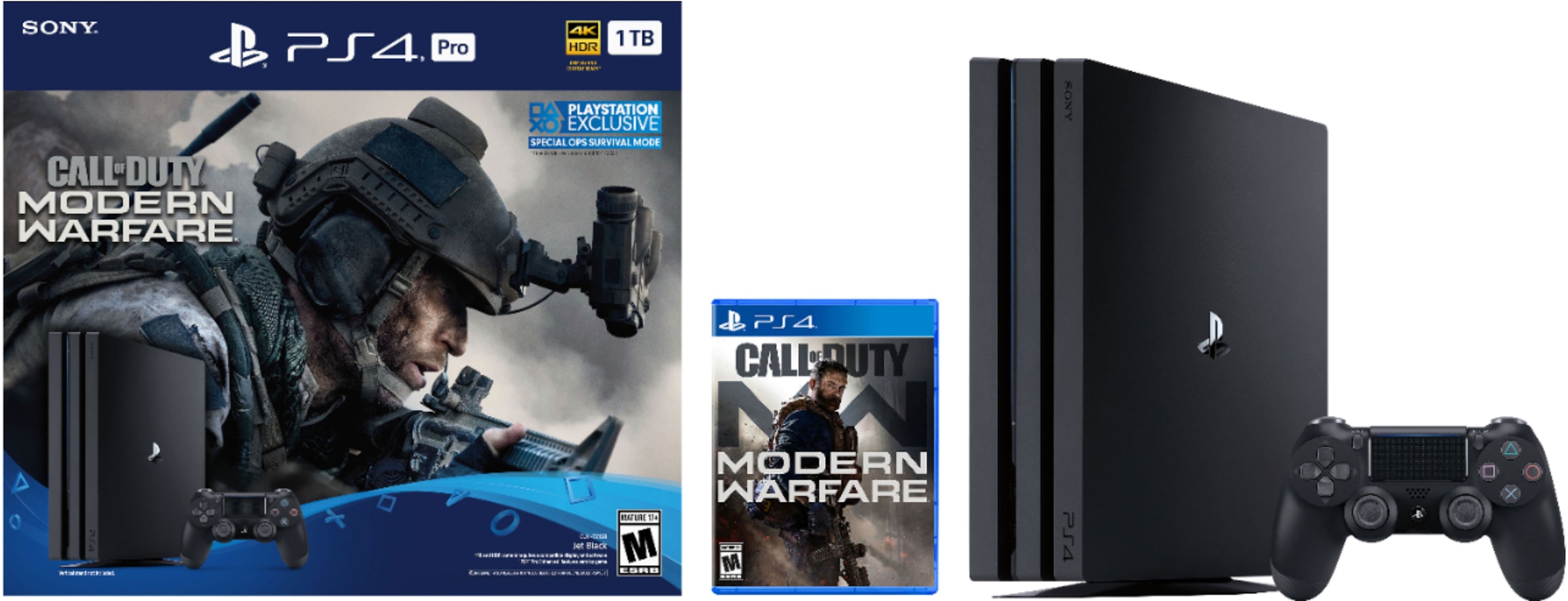 Berettigelse Trampe alkove Sony Playstation PS4 Pro 1TB Call of Duty: Modern Warfare Bundle Console  (US Plug) 3004138 Jet Black - US